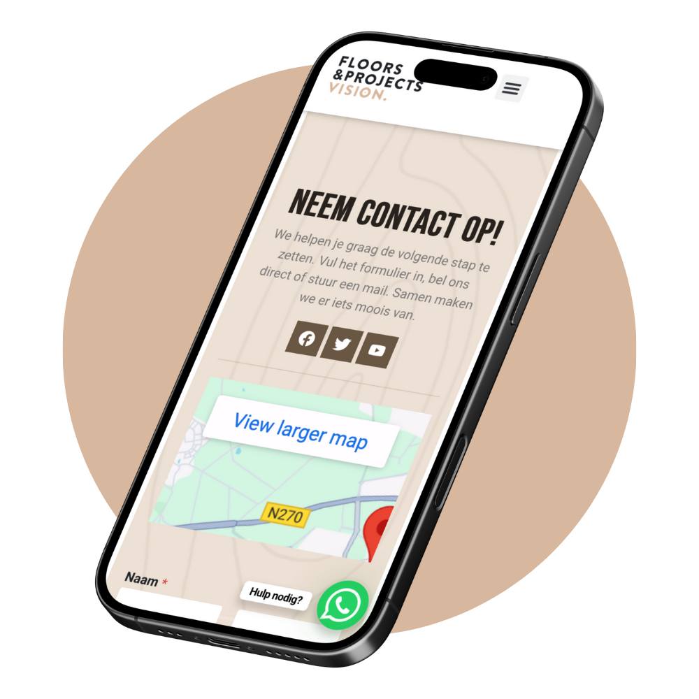 contact opnemen met Floors and Projects Vision, vloerspecialist voor pVC, laminaat, parket, multiplank, tapijt, plinten, reparatie na waterschade, traprenovatie in Brabant, Helmond, Eindhoven, den Bosch